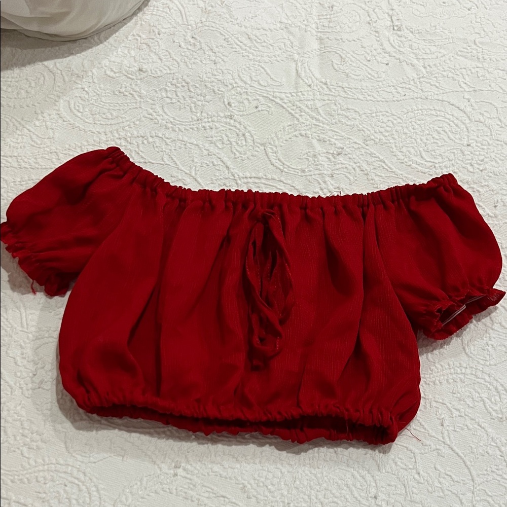 Fashion Nova Red Off-Shoulder Crop Top